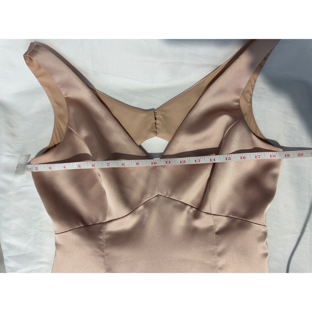 Amsale Womens Blush Pink Satin V-Neck Open Back Formal Gown Dress GB140S Size 12 - Picture 7 of 9